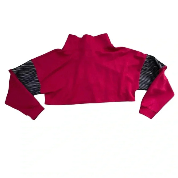 Vintage LF Cropped Red Black Track Suit Jacket OverSized Medium Mesh Detail - Picture 5 of 11